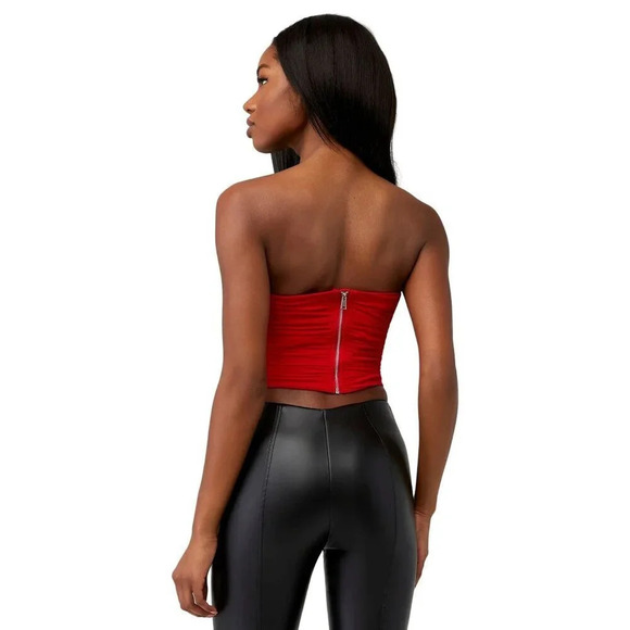 Steve Madden Dahlia Corset Top in Red Womens Bustier Tank - Picture 2 of 10